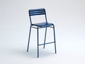 Sgabello da bar 50×52×102 cm - acciaio blu - seduta a doghe per terrazza