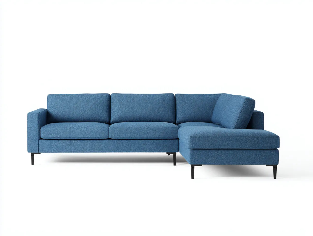 Divano angolare in tessuto 276×162×83 cm - blu - chaise longue per soggiorno