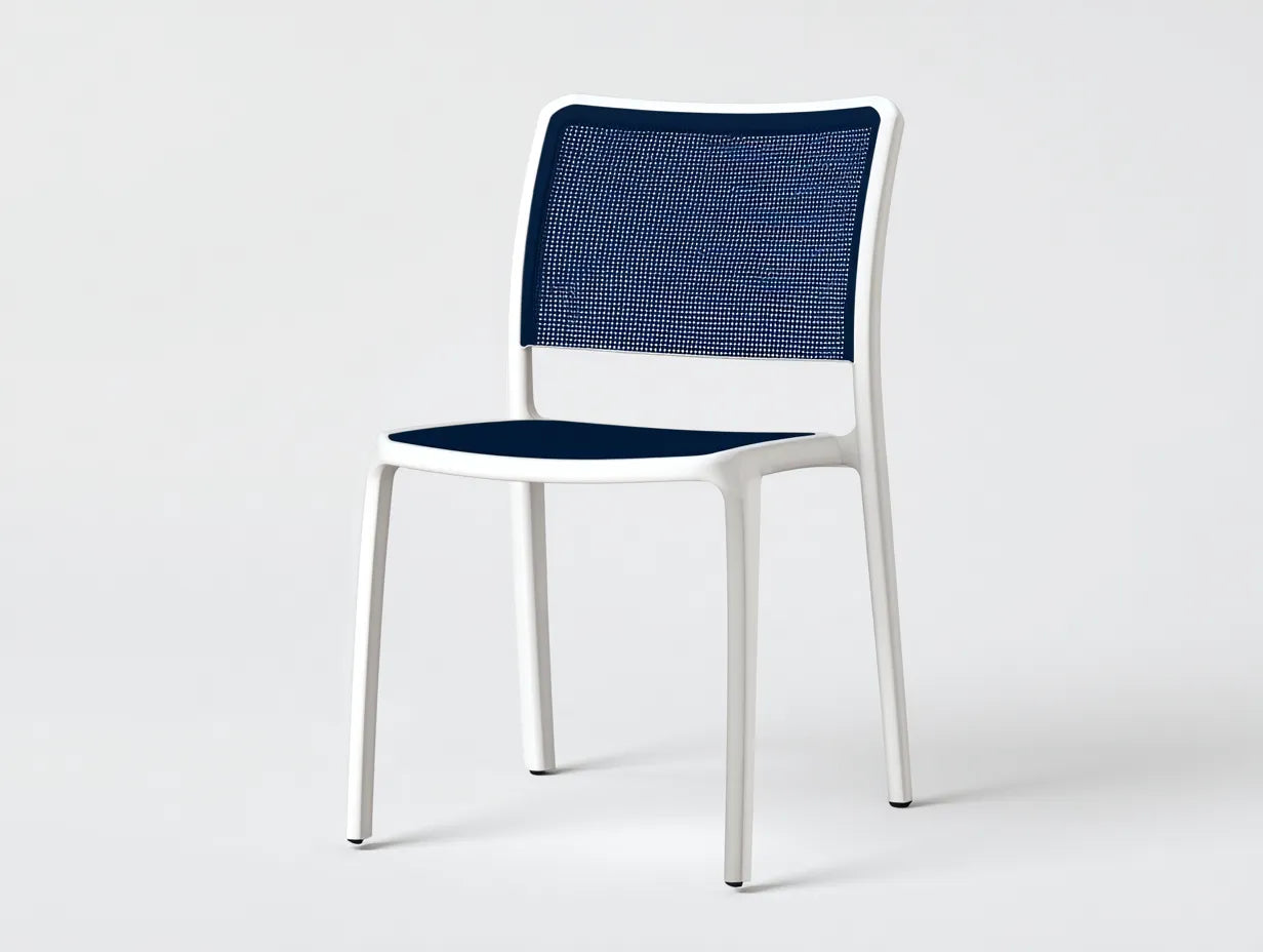 Sedia da relax all'aperto 55×59×84 cm - bianco e blu - design leggero per balcone