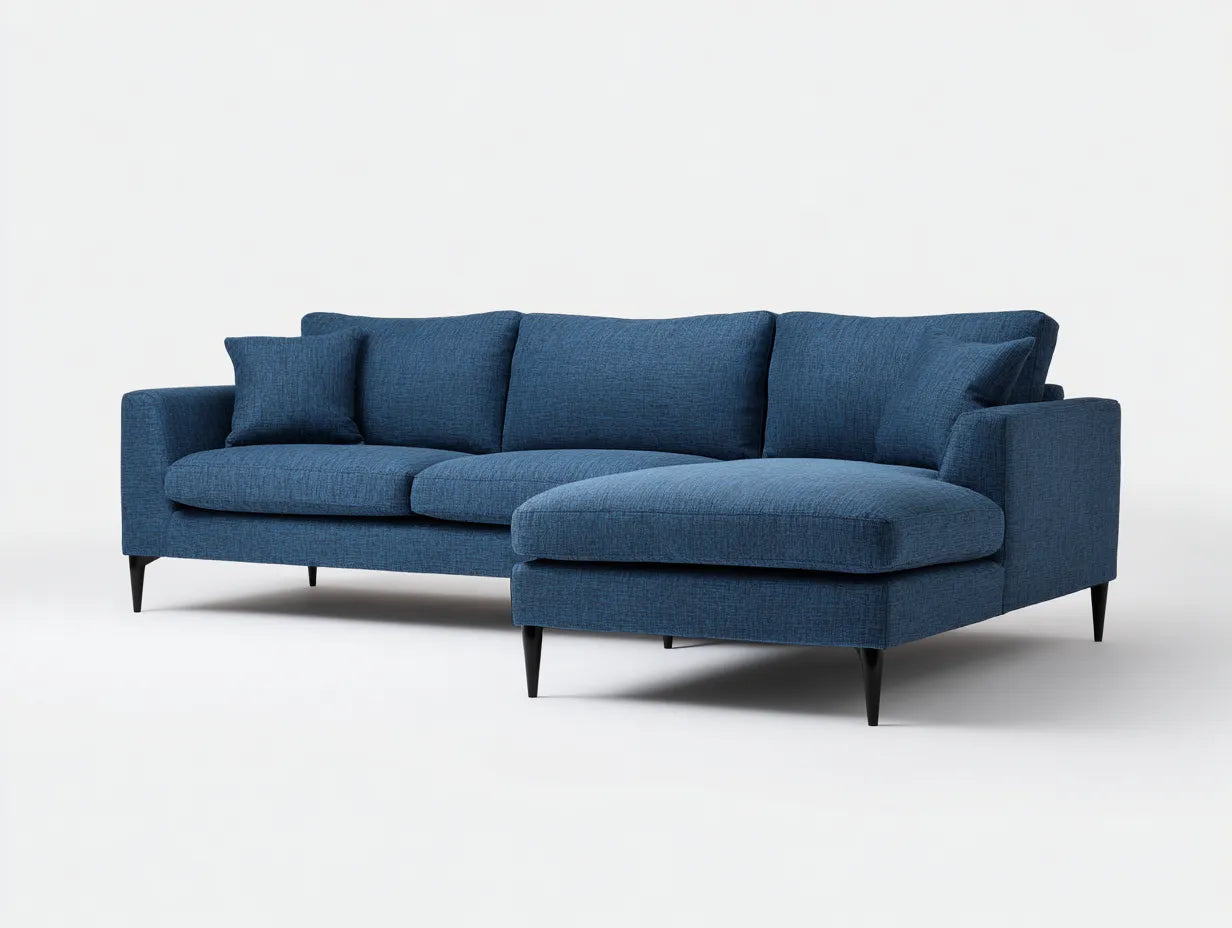 Divano 250×155×86 cm - tessuto blu - stile moderno per soggiorno