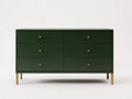 Cassettiera in legno 145×45×82 cm - verde scuro e oro - contenitore moderno per camera da letto