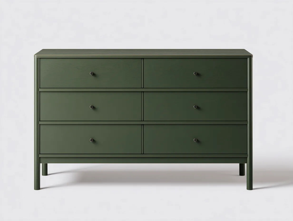 Cassettiera in legno 140×45×85 cm - verde scuro - stile moderno per camera da letto
