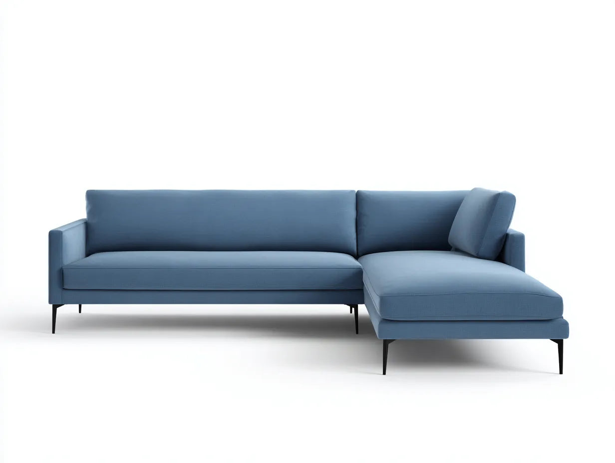 Divano angolare in tessuto 282×158×84 cm - blu chiaro - chaise longue per soggiorno