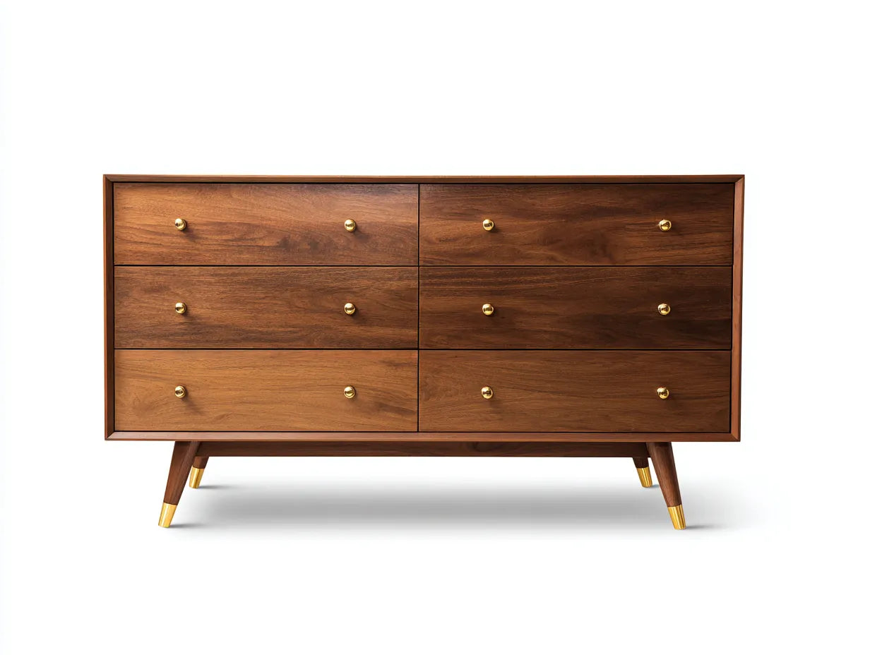 Cassettiera 150×45×78 cm - legno marrone - stile metà secolo per camera da letto