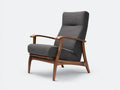 Poltrona reclinabile in tessuto e legno 72×82×102 cm - grigio scuro e marrone - schienale alto per soggiorno