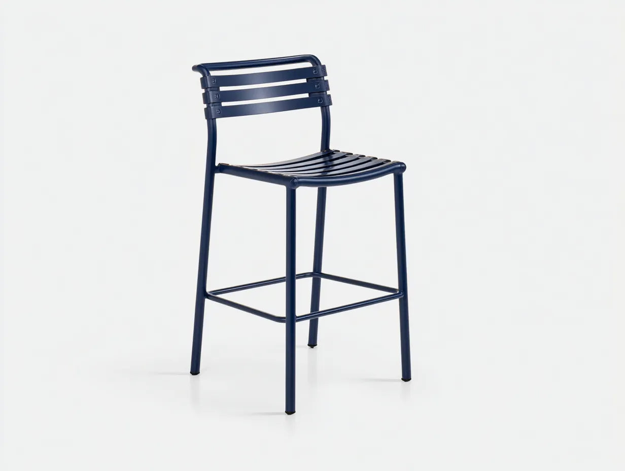 Sgabello da bar 49×52×99 cm - metallo blu - seduta curva per balcone