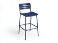 Sgabello da bar 47×50×103 cm - acciaio Blu - schienale a fasce e poggiapiedi per balcone
