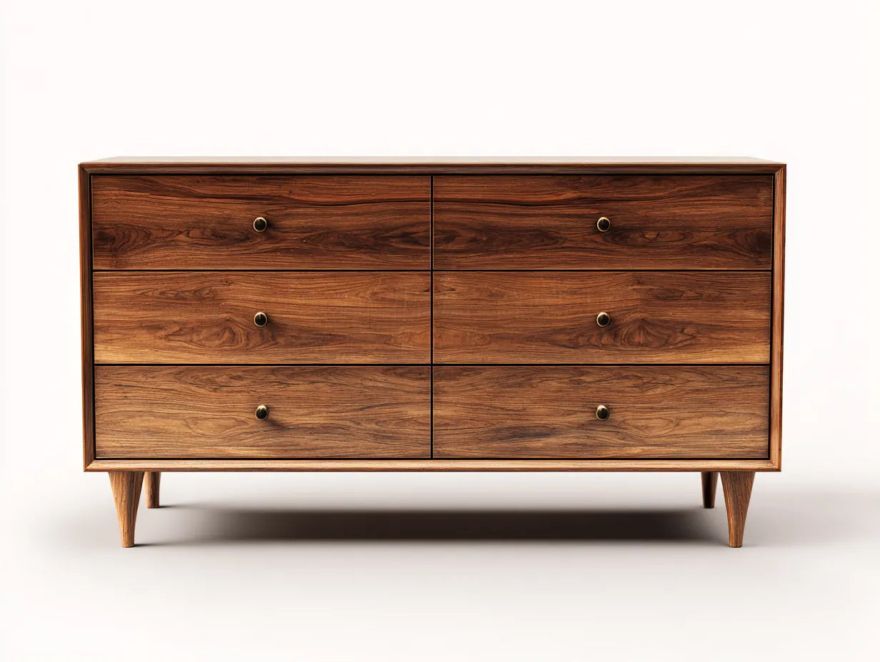 Cassettiera in legno 140×45×85 cm - marrone e oro - stile moderno per camera da letto