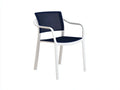 Sedia da relax all'aperto 54×58×84 cm - metallo Bianco e doghe Blu - per balcone