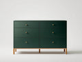 Cassettiera da camera 145×45×84 cm - verde scuro e legno naturale - contenitore moderno