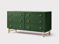 Cassettiera da camera in legno 160×48×82 cm - verde scuro e legno naturale - contenitore contemporaneo