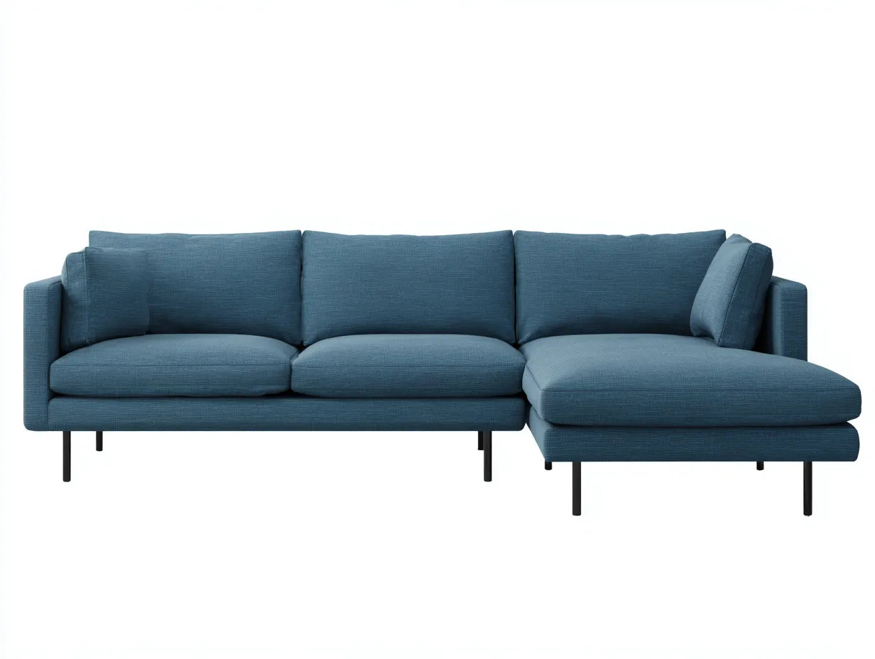 Canapé avec chaise longue 260×165×85 cm – tissu bleu – style contemporain pour salon