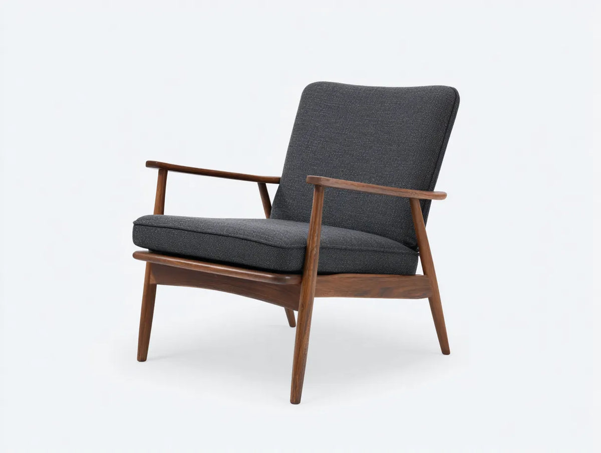 Poltrona reclinabile 72×80×84 cm - tessuto grigio e legno marrone - stile nordico per soggiorno