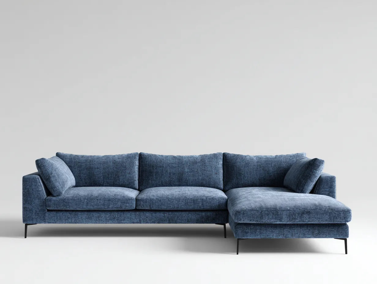 Canapé in tessuto 268×158×85 cm - blu e nero - stile moderno per soggiorno