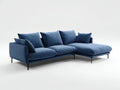 Divano angolare da soggiorno in tessuto blu 285×170×82 cm – stile moderno – seduta chaise longue